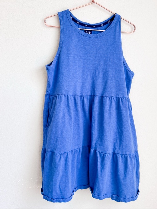 GAP Dresses & Skirts - Gap Blue Tiered Tank Dress Sleeveless Pockets Size L